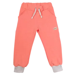 Dětské tepláky zateplené - neonově oranžová